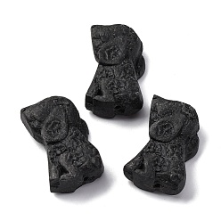 Черный Киноварь бисера, резные лакированные, собака, чёрные, 28x16.5x9 мм, отверстие : 2 мм