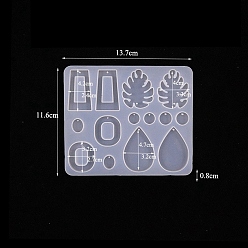 Лист Подвески в форме пищевого силикона, формы для литья смолы, для уф-смолы, изготовление изделий из эпоксидной смолы, белые, лист, 137x116x8 мм
