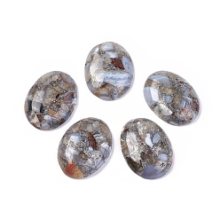Халцедон Кабошоны из синтетического халцедона, Серебряная линия, окрашенные, овальные, 30~30.7x22~22.5x7.8 мм