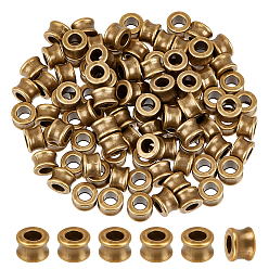 Античная Бронза 100шт. бусины из европейского сплава в тибетском стиле, бусины с большим отверстием, баррель, античная бронза, 8x5.5 мм, отверстие : 4 мм