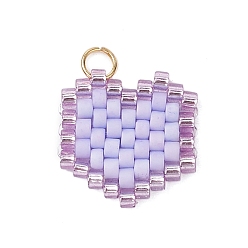 Лиловый Бисер бисерные подвески, с целью перехода в кольце, сердце кулон, сирень, 14x14.5x2 мм, отверстие : 2.7 мм