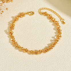 Настоящее золото 18K Женские браслеты на ногу с текстурированными кольцами из латуни, реальный 18 k позолоченный, 8-1/4 дюйм (210 мм)