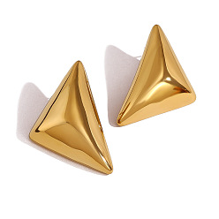 Золотой 304 из нержавеющей стали треугольные серьги стержня, золотые, 40x30 мм