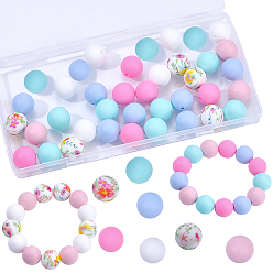 (52) Непрозрачная лаванда 60 шт. 6 стили, экологически чистые силиконовые фокальные бусины пищевого качества, круглые, разноцветные, 14~15 мм, отверстие : 2 мм, 10 шт / стиль