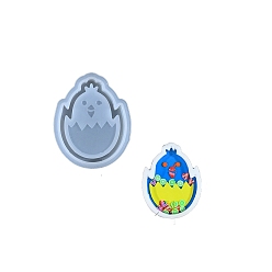 Цыпленок Силиконовые формы на пасхальную тематику, формы для литья смолы, для уф-смолы, изготовление изделий из эпоксидной смолы, белые, цыпленок, 76.5x60.5x9.5 мм, внутренний диаметр: 67.5x51.5 мм