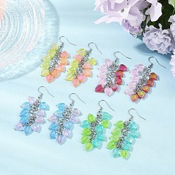 (52) Непрозрачная лаванда Серьги с подвесками из прозрачного акрила в форме сердца, кластерные серьги, с 304 крючками для сережек из нержавеющей стали для женщин, цвет нержавеющей стали, разноцветные, 64 мм