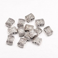 Argent Antique Alliage de zinc de style tibétain liens multi-brins, sans cadmium et sans plomb, rectangle, argent antique, 11x8x4mm, Trou: 1mm