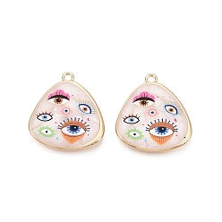 Разноцветный Печатные эмали подвески сплава, Треугольные амулеты и обереги от сглаза, стойки покрытие, без кадмия и без свинца и без никеля, золотые, красочный, 30.5x27.5x3 мм, отверстие : 2.3 мм