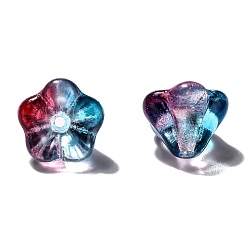 Светло-Голубой Прозрачные бусины из чешского стекла, два тона, цветок, Небесно-голубой, 8.5x6.5 мм, отверстие : 1 мм, около 237~243 шт / упаковка