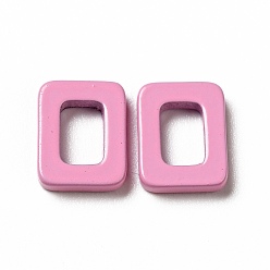 Pearl Pink Spray Painted 201 Stainless Steel Linking Rings, Rectangle, Pearl Pink, 9.5x7.5x2mm, Inner Diameter: 4x5.5mm