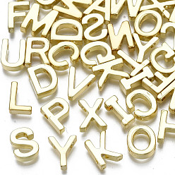 Light Gold Наберешь металлизации шарики сплава, без кадмия, без никеля и без свинца, случайная смешанная заглавная буква, для изготовления именных ожерелий, золотой свет, 10x4.5~11x3 мм, отверстие : 1.4 мм