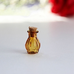 (932FM) Темно-синий аква-матовый с подкладкой Миниатюрные стеклянные бутылки, с пробками, пустые бутылки желаний, для аксессуаров для кукольного домика, изготовление ювелирных изделий, темно-золотистые, 18x22 мм