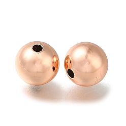 Розовое Золото Стойки обшивки латунные бусины, долговечный, без свинца и без кадмия, круглые, розовое золото , 8x7.5 мм, отверстие : 1.6 мм