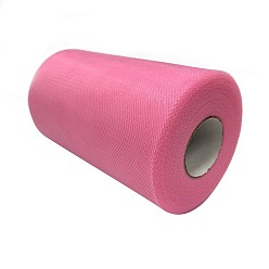 Hot Pink Deco Mesh Ribbons, Tulle Fabric, Tulle Roll Spool Fabric For Skirt Making, Hot Pink, 6 inch(15cm), about 100yards/roll(91.44m/roll)