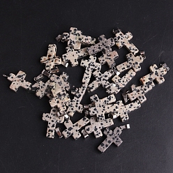 Dalmatian Jasper Natural Dalmatian Jasper Pendants, with Platinum Tone Brass Findings, Cross, 25x18mm