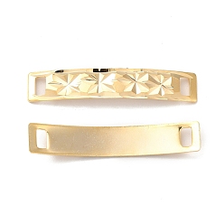 Real 24K Gold Plated Brass Connector Charms, Cadmium Free & Lead Free, Curved Rectangle Links, Real 24K Gold Plated, 6x34.5x0.7mm, Hole: 4x2mm