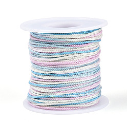 Светло-Голубой 50м плетеный полиэфирный шнур, с пластиком для животных, для изготовления ювелирных изделий, круглые, Небесно-голубой, 1.2 мм, около 54.68 ярдов (50 м) / рулон
