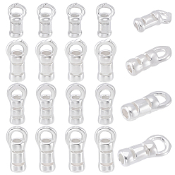 Argent 20pcs 4 styles 925 extrémités de cordon en argent sterling, colonne, avec boucles et 1 chiffon à polir l'argent en tissu suédé double face, argenterie, 5.5~7.5x2.5~3x2~2.5mm, Trou: 1.1~1.5mm, diamètre intérieur: 0.8~1.4 mm, 5 pcs / style