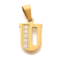 Letter U Ионное покрытие (ip) 304 подвески из нержавеющей стали со стразами, Буква U, 17~19x10.5~18x2 мм, отверстие : 6.5x3.5 мм