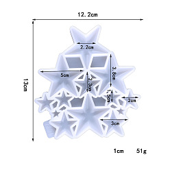 Звезда Подвески своими руками из пищевого силикона, формы для литья смолы, для уф-смолы, изготовление изделий из эпоксидной смолы, белые, звезда, 130x122x10 мм