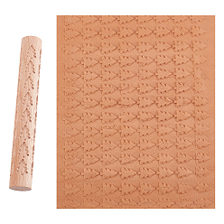 Tree Beech Wood Ceramics Tool, Round Column, Tree Pattern, 151x21mm