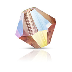 70030 20000 Rose Peach AB 2x Хрустальные бусины preciosa®, чешский хрусталь, биконус(451 69 302 рондель), 70030 20000 розовый персик ab 2x, 4 мм, отверстие : 0.8 мм