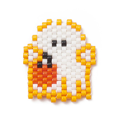 Ghost Handmade Japanese Seed Loom Pattern Seed Beads, Halloween Theme Pendants, Colorful, Ghost Pattern, 23x20x1.8mm, Hole: 1.6mm