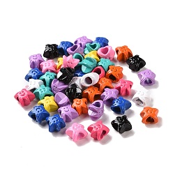 (52) Непрозрачная лаванда Окрашенного распылением сплава бисер, звезды с улыбающимся лицом, разноцветные, 12x12.5x7 мм, отверстие : 4.5 мм