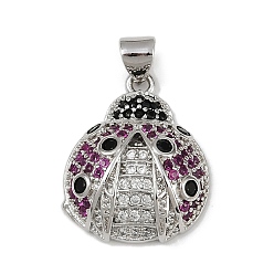 Платина Латунные микро проложить кубического циркония подвески, без кадмия и без свинца, насекомое, платина, 20.5x16.5x5.5 мм, отверстие : 5x3.5 мм