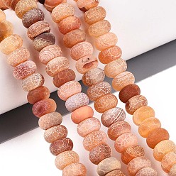 Сэнди Коричневый Естественные выветрившиеся агатовые бусины, окрашенная и подогревом, рондель, песчаный коричневый, 7.5~9x4.5~5.5 мм, отверстие : 0.7~0.8 мм, около 71~72 шт / нитка, 13.39~13.58 дюйм (34~34.5 см)