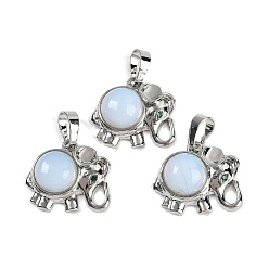 Опал Opalite подвески, подвески в виде слона из латуни с покрытием из стразов, платина, без кадмия и без свинца, 17.5x20.5x8 мм, отверстие : 5x8 мм