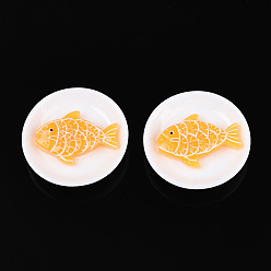 Белый Непрозрачные кабошоны из смолы, имитация еды, рыба, белые, 27.2~28x7.5~8 мм