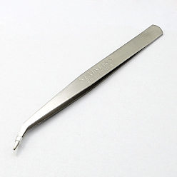 Stainless Steel Color Iron Beading Tweezers, Stainless Steel Color, 125x9x2mm