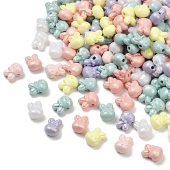 (52) Непрозрачная лаванда Непрозрачные акриловые бусины с УФ-покрытием, радужный, кролик с бантом, разноцветные, 18x13.5x11 мм, отверстие : 3 мм, 375 шт / 500 г