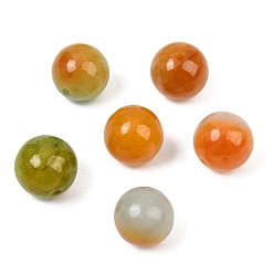 Gold Natural Myanmar Jade Burmese Jade Beads, Dyed, Smooth Round, Gold, 12mm, Hole: 1.6mm