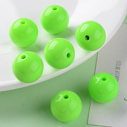 Lime Opaque Acrylic Beads, Round, Lime, 20x19mm, Hole: 3mm, about 111pcs/500g