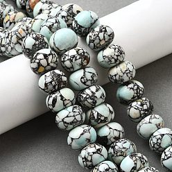 Нектар Синтетических нитей бирюзовые бусы, окрашенные, рондель, нектар, 14~15x9~11 мм, отверстие : 1 мм, около 38 шт / нитка, 15.55'' (39.5 см)