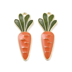 Carrot Пасхальные подвески из эмали, золотые, морковь, 35.5x13.5x3.5 мм, отверстие : 1.6 мм