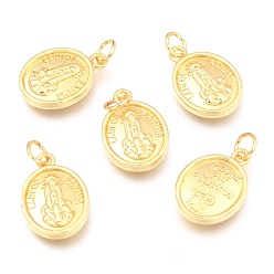 Golden Alloy Pendants, Long-Lasting Plated, with Jump Ring, Oval, Golden, 17x12x3mm, Hole: 3.5mm