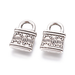 Antique Silver CCB Plastic Pendant, Padlock, Antique Silver, 16x10.5x2.5mm, Hole: 3.5x4.5mm
