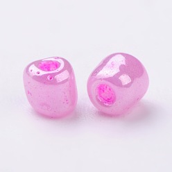 Medium Orchid Glass Seed Beads, Ceylon, Round, Medium Orchid, 4mm, Hole: 1.5mm, about 4500pcs/pound