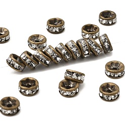 Кристалл Латунные бусины разделители для поставки стразов, класс AAA, прямой фланец, без никеля , античная бронза, рондель, кристалл, 6x3 мм, отверстие : 1 мм