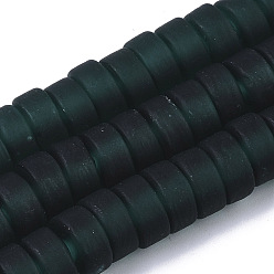 Темно-Зеленый Ручной работы бусины матовое бисер нитей, Heishi бусы, Диск / плоские круглые, темно-зеленый, 9x4.5 мм, отверстие : 1.6 мм, около 108 шт / нитка, 19.29 дюйм