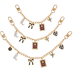 Золотой 3шт. алюминиевые витые цепи цепи-удлинители для сумок, Сплав с застежками, аксессуары для замены сумок, золотые, 205~305 мм, 3 шт / комплект