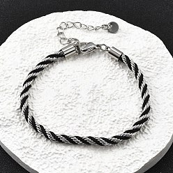 Нержавеющая Сталь Цвет 304 браслеты из нейлонового шнура из нержавеющей стали, браслеты из витой веревки для мужчин и женщин, два тона, цвет нержавеющей стали, 7-1/8 дюйм (18 см)