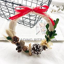 White Circle Shape Rattan Vine Branch Wreath Hoop, for DIY Easter Christmas Party Decors, White, 15.5~16x1.5~1.8cm, Inner Diameter: 10.5~11cm