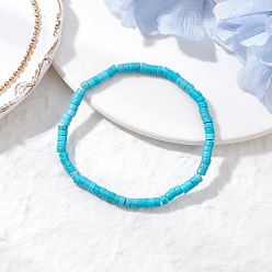 Бирюза Браслеты из натуральных бирюзовых бусин для мужчин и женщин, внутренний диаметр: 2 дюйм (5.1 см)