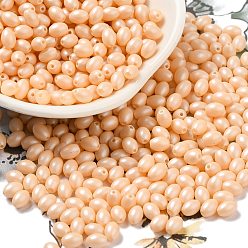 Легкий Лосось Выпечка расписных стеклянных бусин, овальные, светлый померанцевый, 5x3.5 мм, отверстие : 0.8 мм, Около 5000 шт / фунт