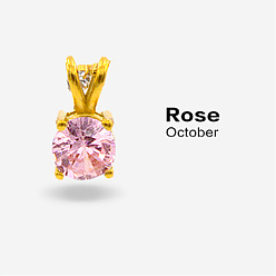 Pink Подвески из настоящей 18K-позолоченной 201 нержавеющей стали, Ожерелье с октябрьским камнем из кубического циркония для женщин, плоско-круглые, розовые, 18-1/8 дюйм (46 см)