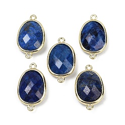 Ляпис-Лазурь Окрашенный натуральный лазурит граненые соединительные подвески, покрытие стойки латунные овальные звенья, золотые, 22.5~23x13.5~14x6 мм, отверстие : 1.4 мм